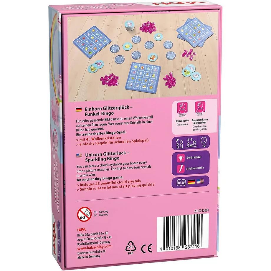 HABA  Einhorn Glitzerglück Funkel-Bingo 