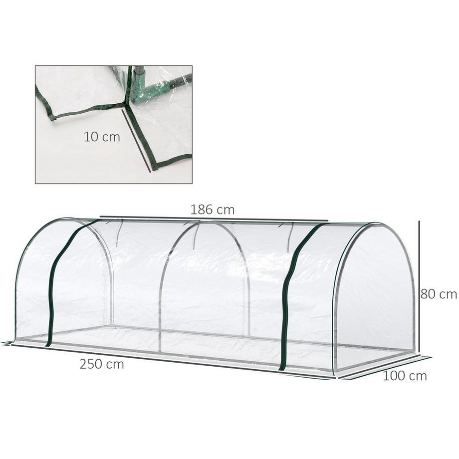 Northio Serra Con Porta, Telaio Freddo, Coltivazione Di Piante, Acciaio Pvc, 250X100X80 Cm  