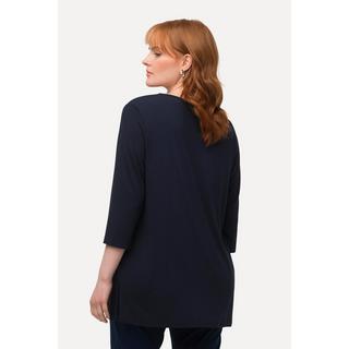 Ulla Popken  Shirt, tiefer Rundhalsausschnitt, 3/4 Arm 