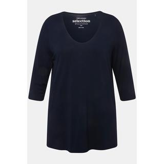 Ulla Popken  Shirt, tiefer Rundhalsausschnitt, 3/4 Arm 