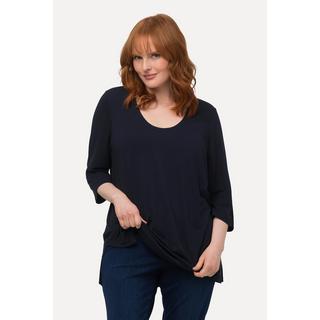 Ulla Popken  Shirt, tiefer Rundhalsausschnitt, 3/4 Arm 