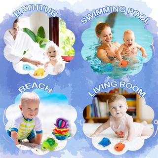 Activity-board  Baby Badespielzeug Wasserspielzeug, 16Pcs Kinder Badespielzeug mit Fischernetz, Badespielzeug Baby Kinder Spielzeug Baby Bad Pinguin, Schwan, Ente, Wal 