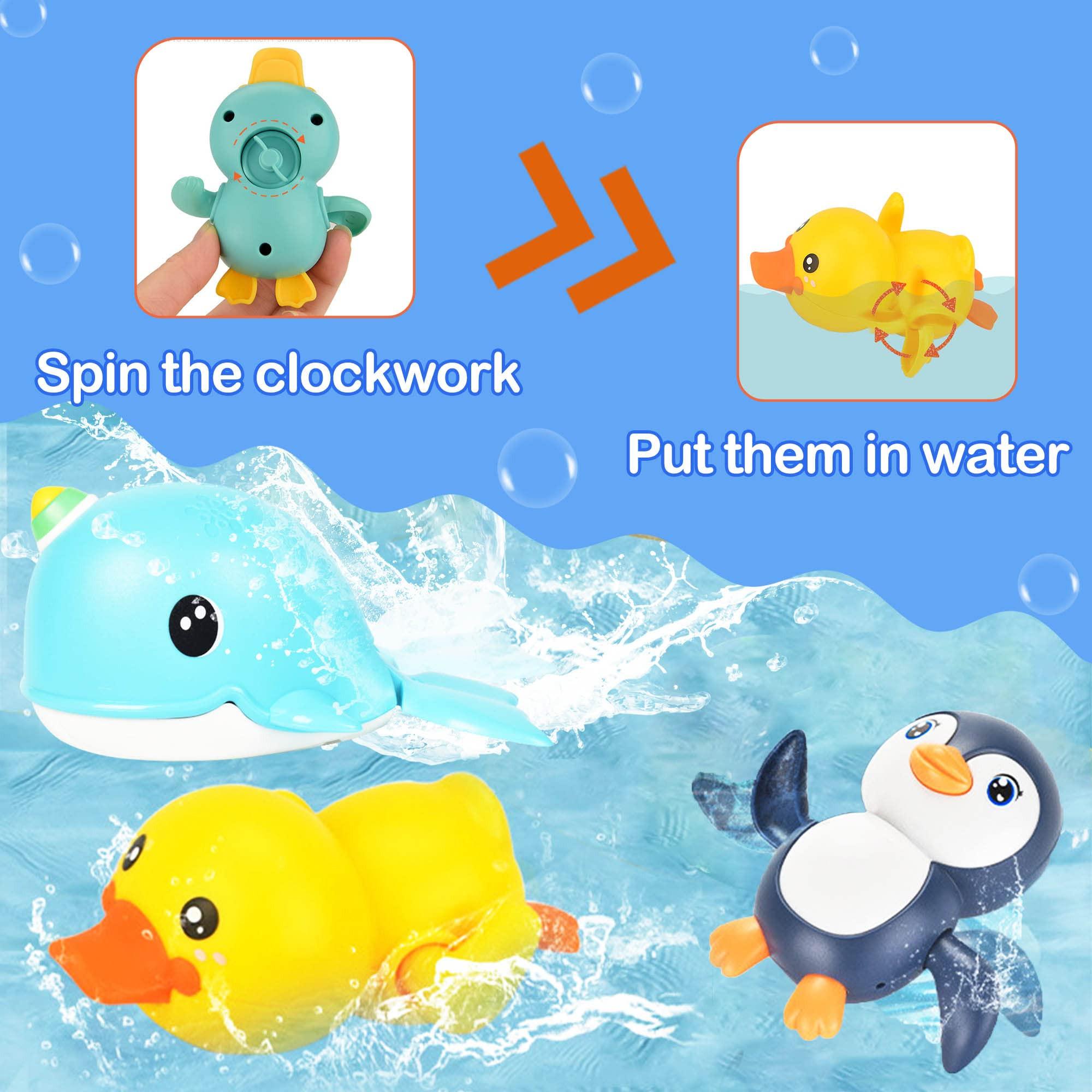 Activity-board  Baby Badespielzeug Wasserspielzeug, 16Pcs Kinder Badespielzeug mit Fischernetz, Badespielzeug Baby Kinder Spielzeug Baby Bad Pinguin, Schwan, Ente, Wal 