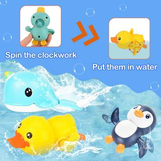 Activity-board  Baby Badespielzeug Wasserspielzeug, 16Pcs Kinder Badespielzeug mit Fischernetz, Badespielzeug Baby Kinder Spielzeug Baby Bad Pinguin, Schwan, Ente, Wal 