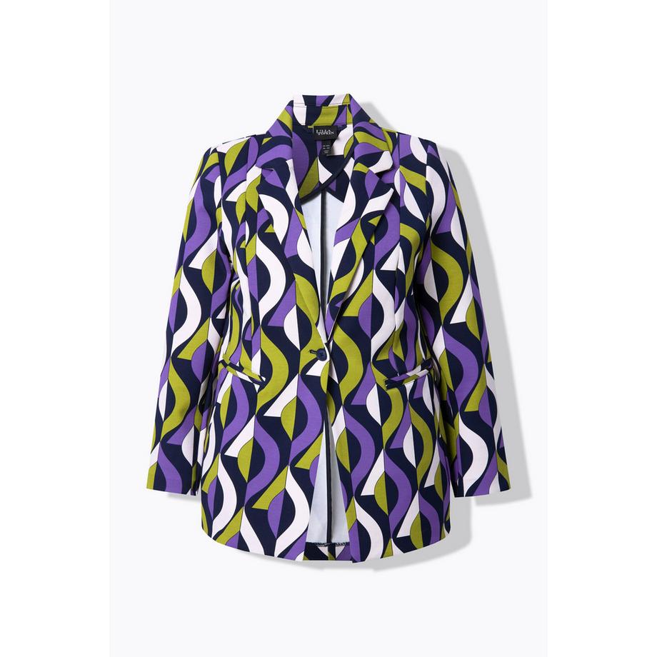 Ulla Popken Punto Blazer Grafisches Muster Reverskragen  