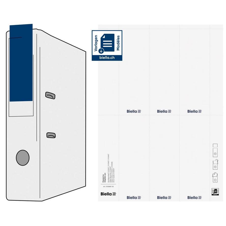 Biella  Rückenschilder 7 cm 51 x 145 mm auf Bogen A4 