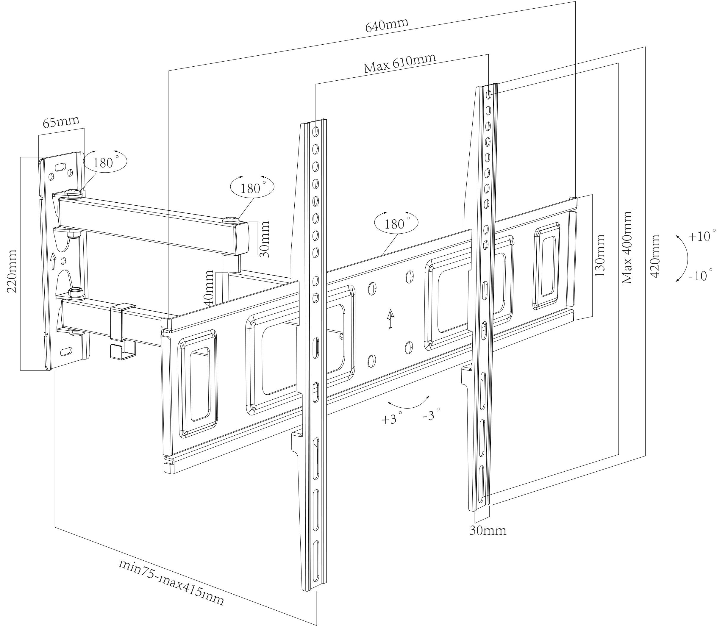 VCM Universal TV VESA support mural extensible pivotant inclinable B-SN600 Universal TV VESA support mural extensible pivotant inclinable B-SN600  