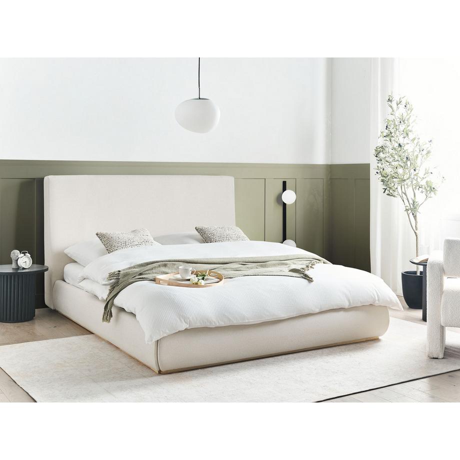 Beliani Lit ottoman en Tissu  CAMPAGNE  