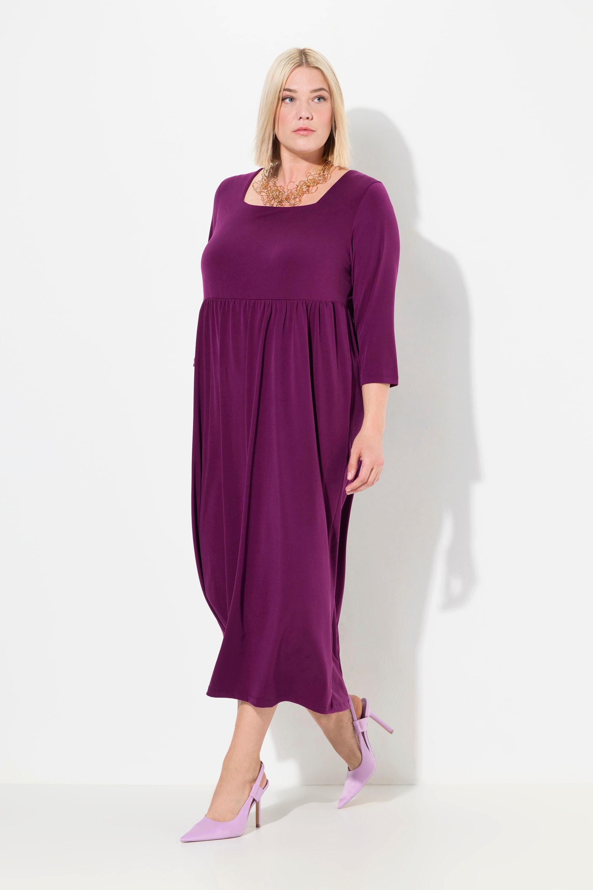 Ulla Popken Jerseykleid A-Linie Carree-Ausschnitt  