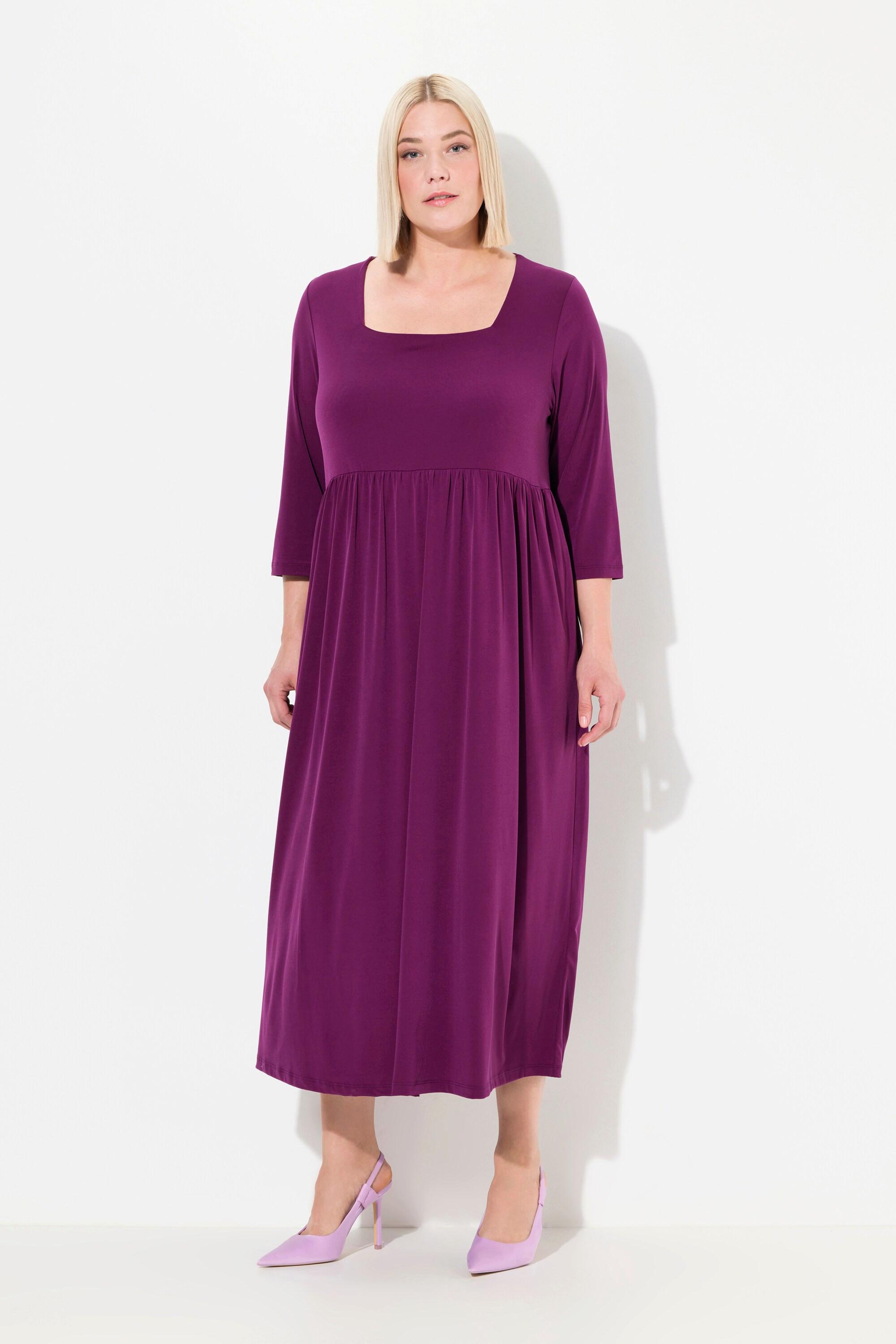 Ulla Popken Jerseykleid A-Linie Carree-Ausschnitt  