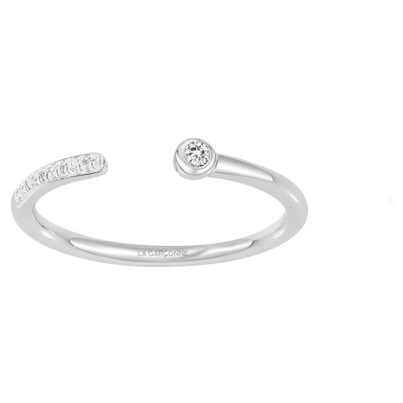 Image of Offener Ring Aus Silber Und Diamant Damen 52