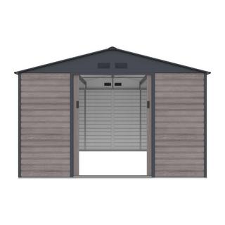 Vente-unique Abri de jardin métal en acier galvanisé effet bois gris 13,12 m² - ADELMO  