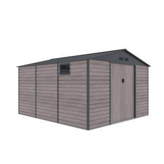 Vente-unique Abri de jardin métal en acier galvanisé effet bois gris 13,12 m² - ADELMO  