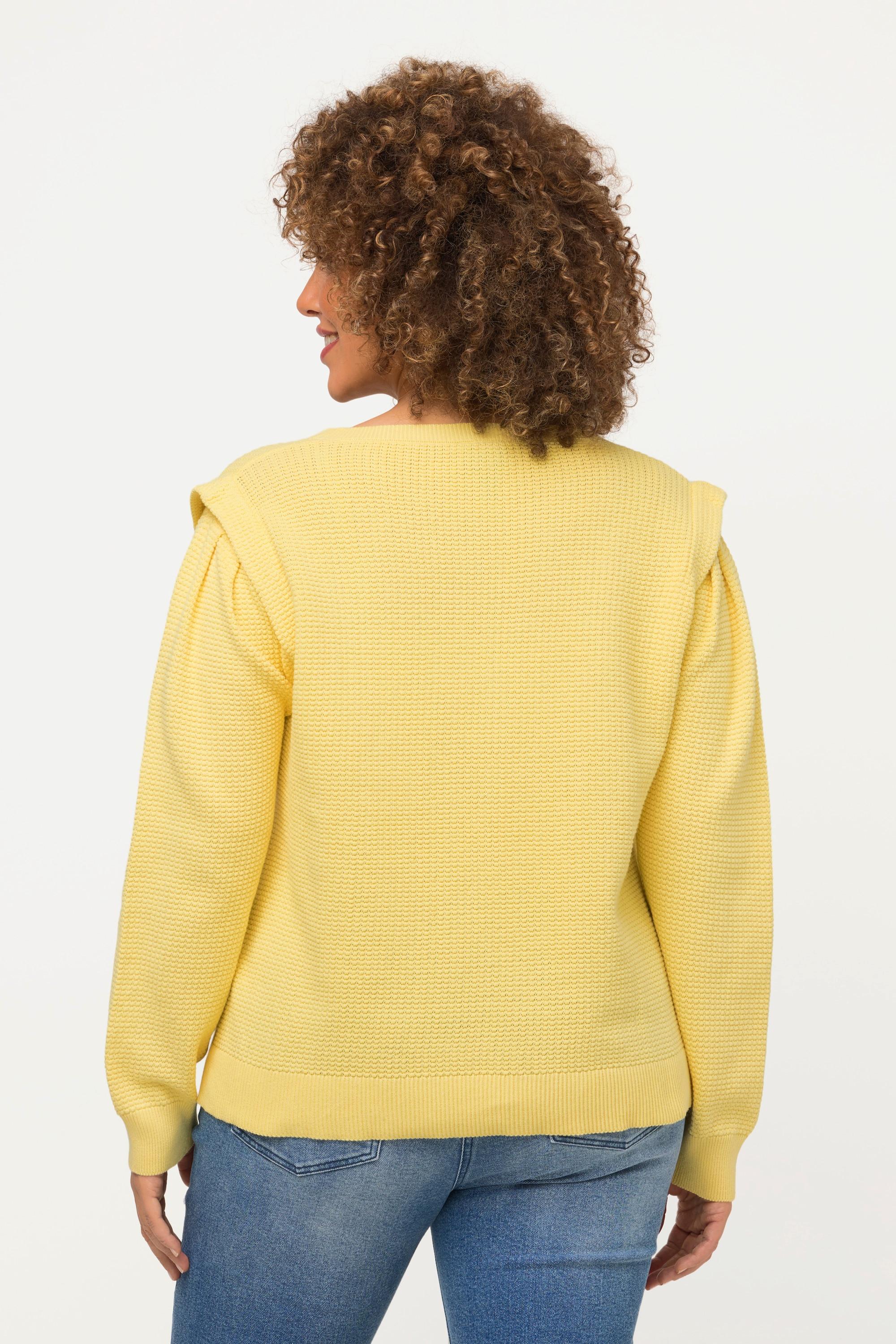 Ulla Popken  Pullover, Strukturstrick, V-Ausschnitt, Langarm 