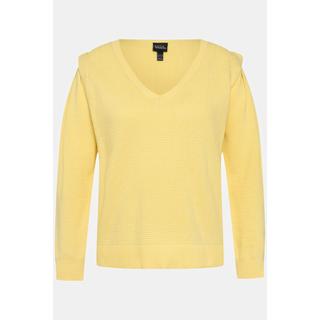 Ulla Popken  Pullover, Strukturstrick, V-Ausschnitt, Langarm 