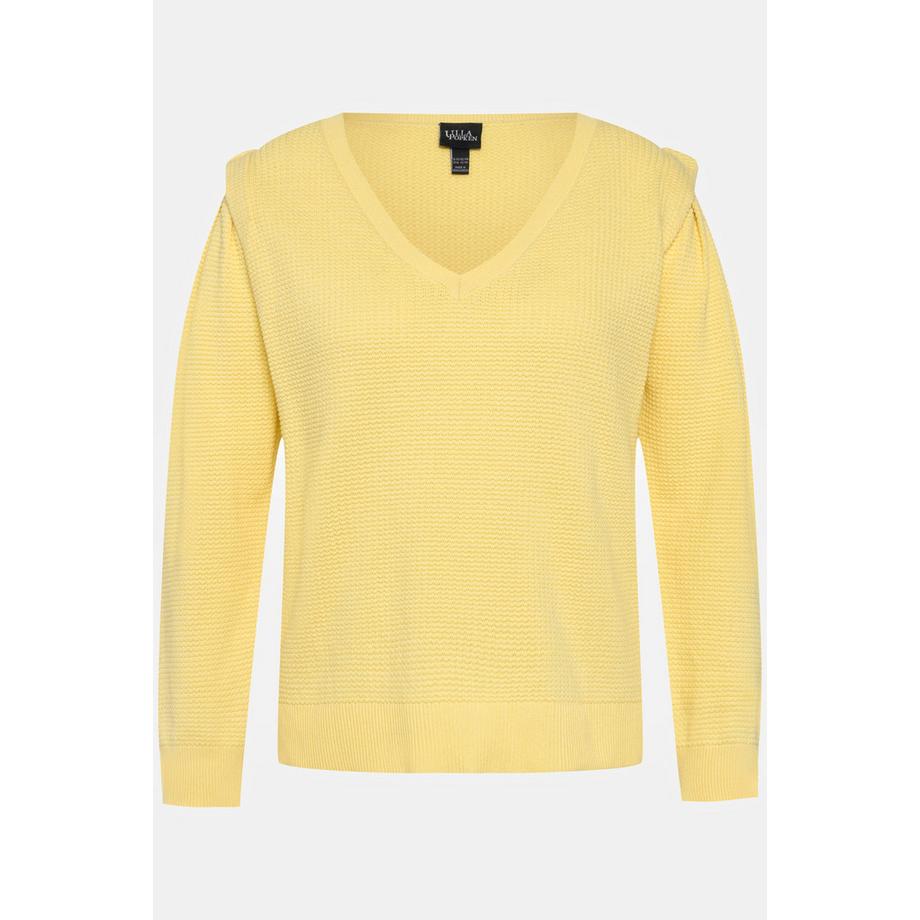 Ulla Popken Pull Maille Texturée Col V Manches Longues  