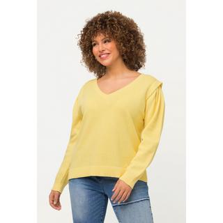 Ulla Popken  Pullover, Strukturstrick, V-Ausschnitt, Langarm 