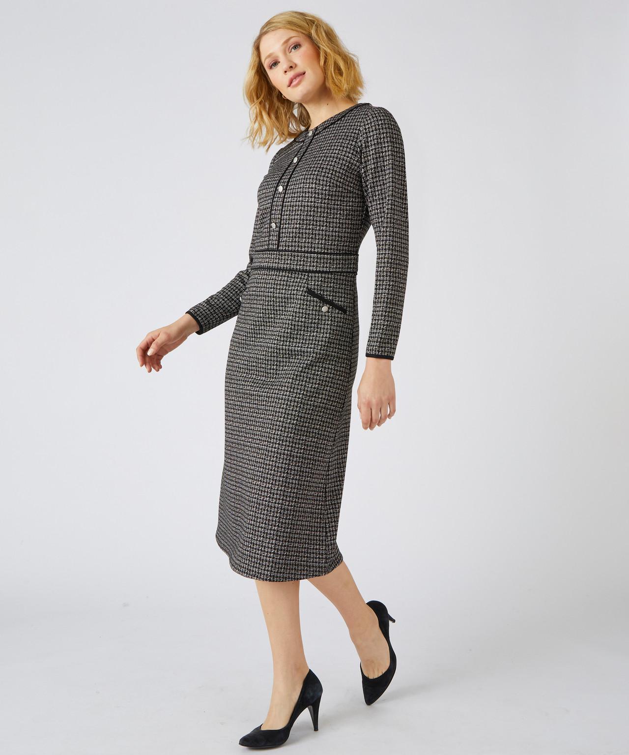 Image of Kleid, Zweifarbig, Aus Jacquard-stretch. Damen Schwarz 48