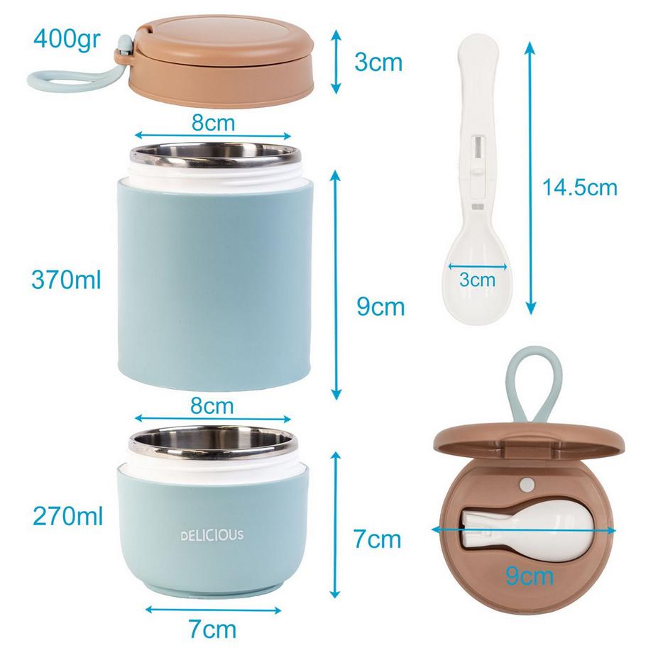 Intirilife Lunch Box Muesli Mug con due scomparti separati con coperchio Cucchiaio ad anello  