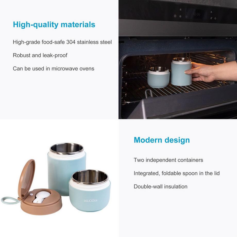 Intirilife Lunch Box Muesli Mug con due scomparti separati con coperchio Cucchiaio ad anello  