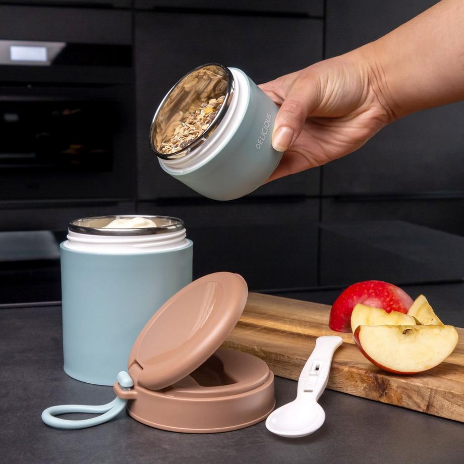 Intirilife Lunch Box Muesli Mug con due scomparti separati con coperchio Cucchiaio ad anello  