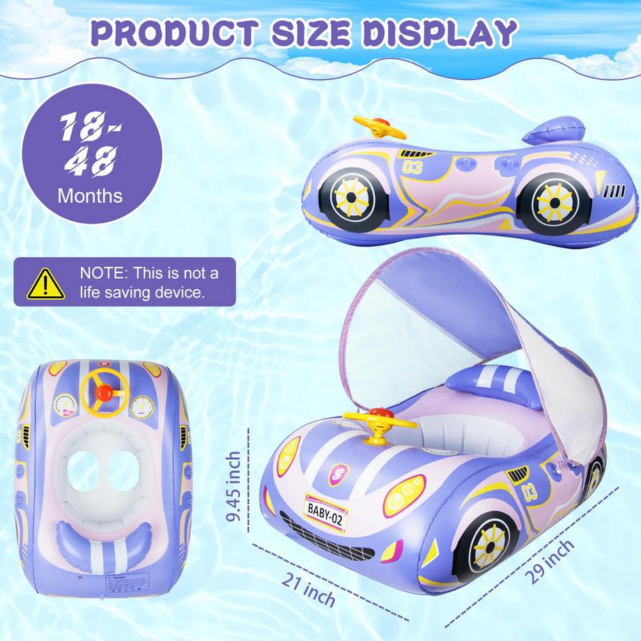 Activity-board Schwimmring Baby mit Sonnendach und Doppelairbag  
