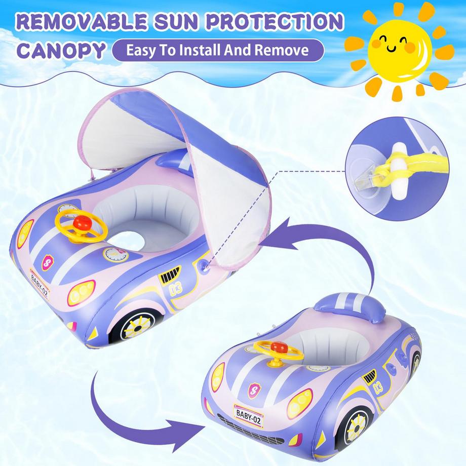 Activity-board Schwimmring Baby mit Sonnendach und Doppelairbag  