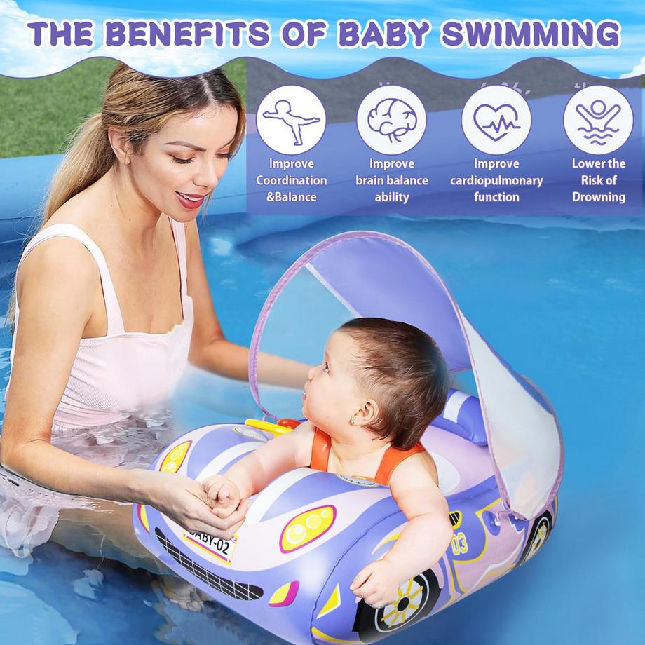 Activity-board Schwimmring Baby mit Sonnendach und Doppelairbag  