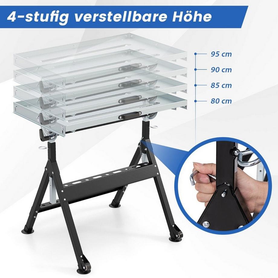 Northio Table de soudage mobile pliable avec 4 hauteurs réglables et table de travail à détails d'angle  