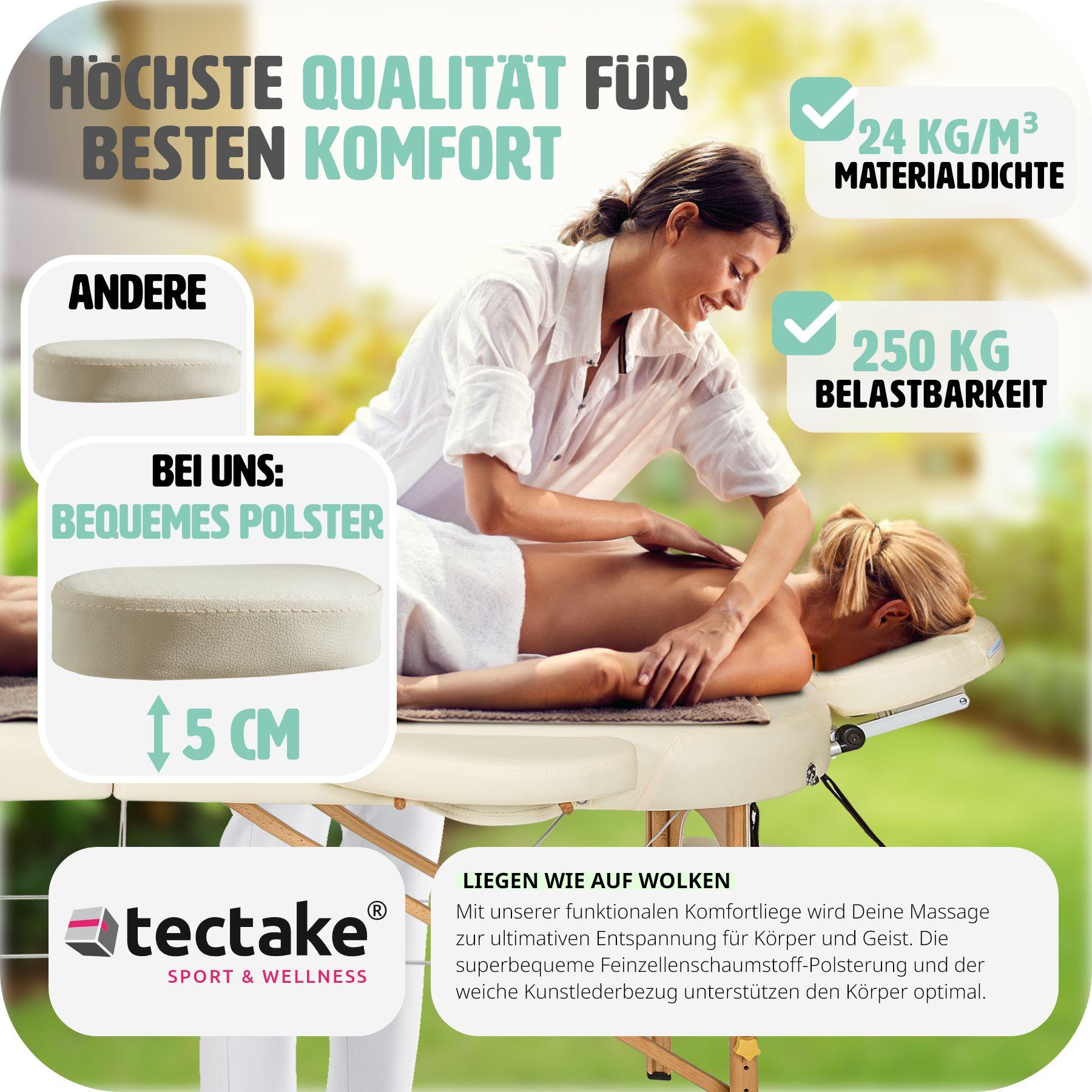 Tectake 3 Zonen Massageliege Sawsan oval mit 5cm Polsterung und Holzgestell  