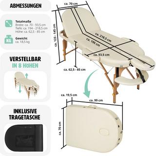 Tectake 3 Zonen Massageliege Sawsan oval mit 5cm Polsterung und Holzgestell  