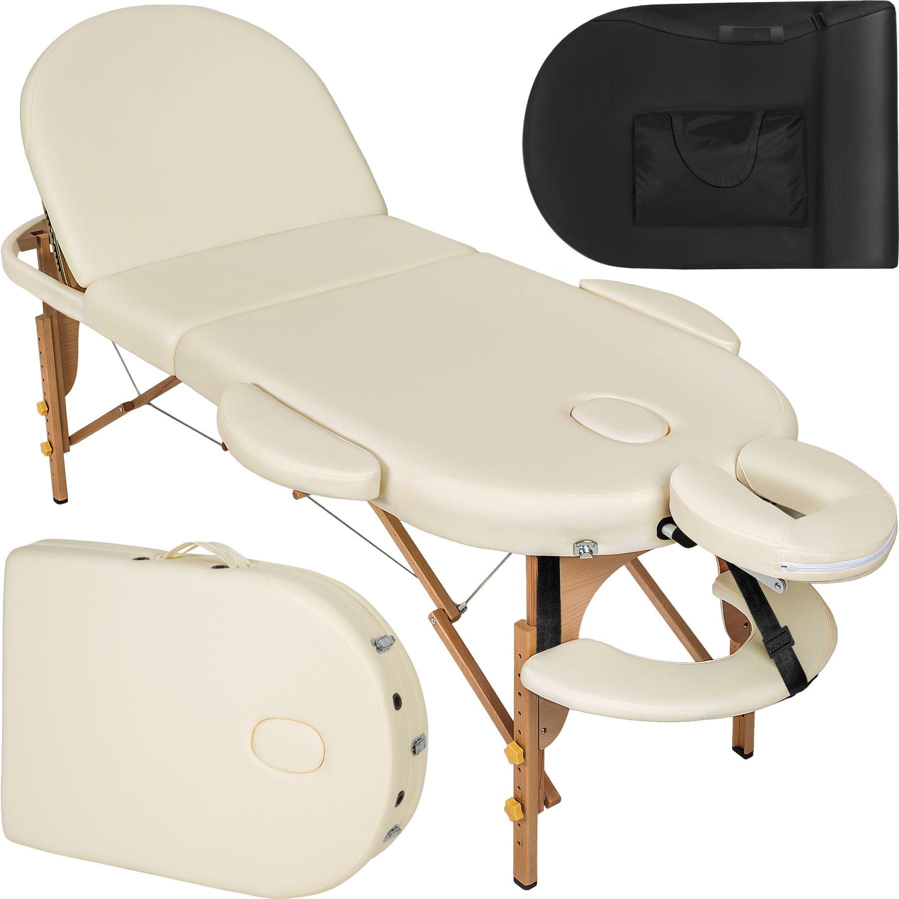 Image of 3 Zonen Massageliege Sawsan Oval Mit 5cm Polsterung Und Holzgestell Unisex Beige ONE SIZE