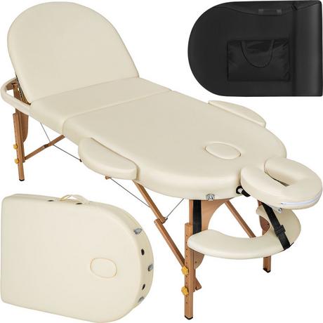 Tectake 3 Zonen Massageliege Sawsan oval mit 5cm Polsterung und Holzgestell  