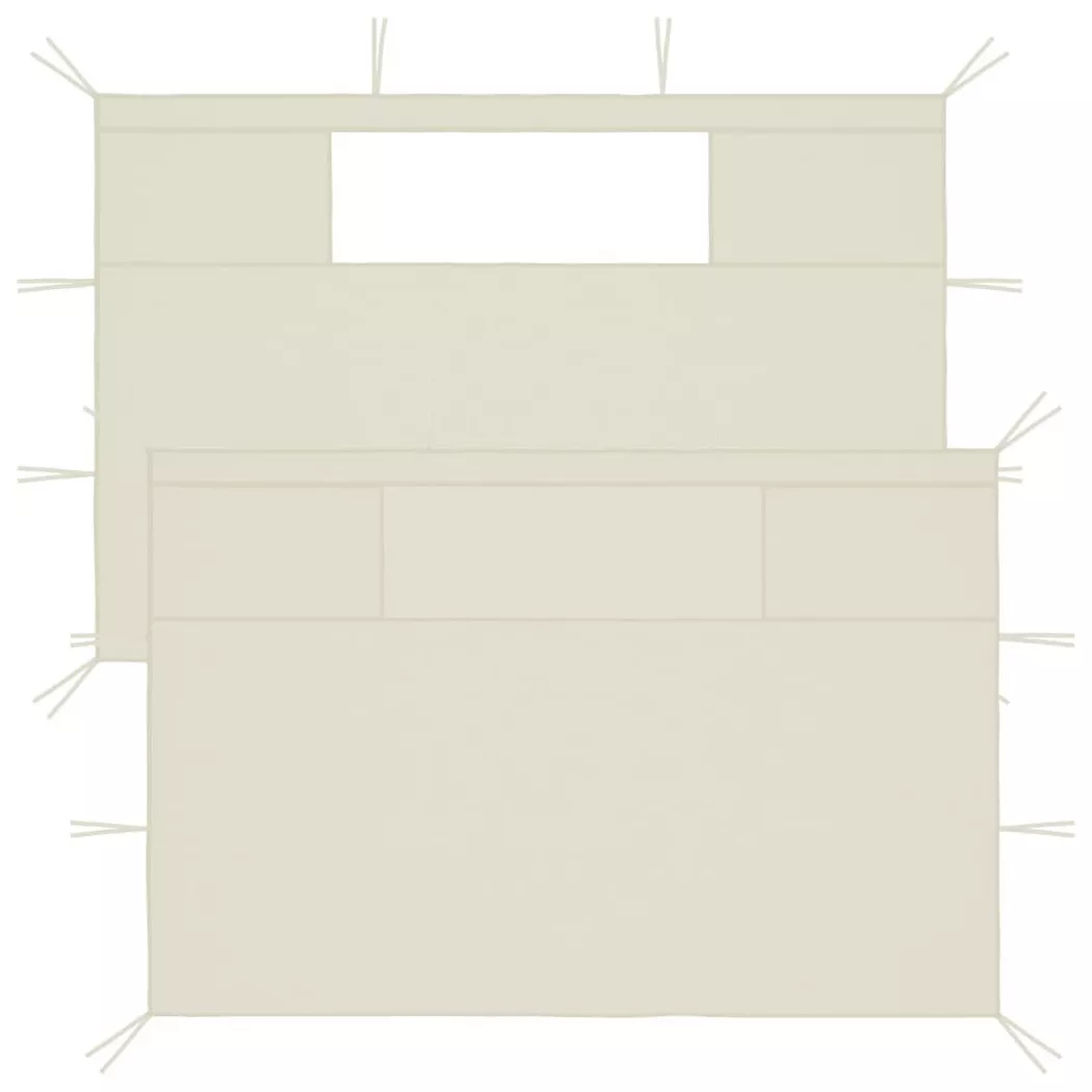 vidaXL Pavillon-Seitenwände mit Fenstern 2 Stk. Creme