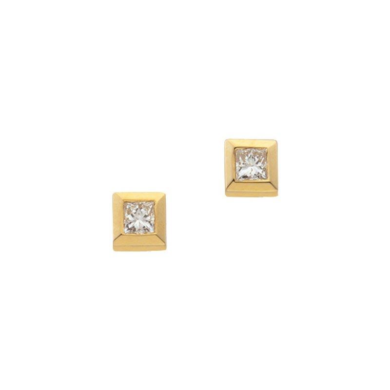 MUAU Schmuck  Clous d'oreilles or jaune 750 diamant 0,075ct. 4mm 