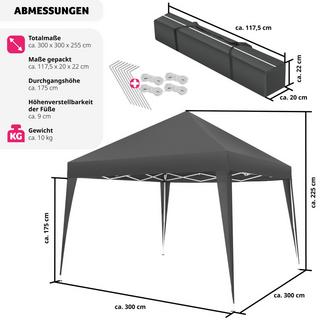 Tectake Tonnelle pliable Linosa 3x3m  