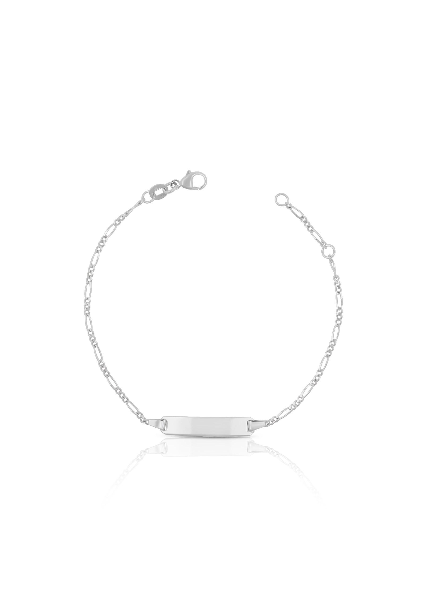 MUAU Schmuck  Bébé Bracelet Figaro Weissgold 750, 14cm Gravurplatte 1.8cm 