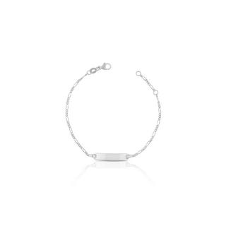 MUAU Schmuck  Bébé Bracelet Figaro Weissgold 750, 14cm Gravurplatte 1.8cm 