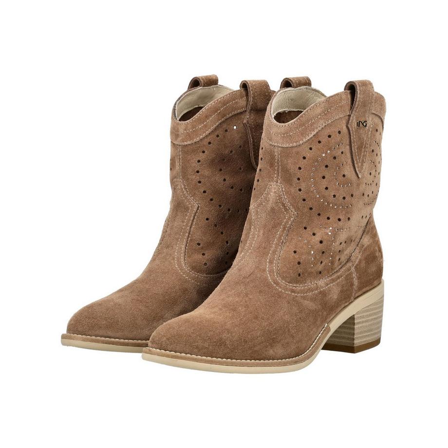 Nero Giardini Bottine avec Détail Perforé et Talon Bloc  