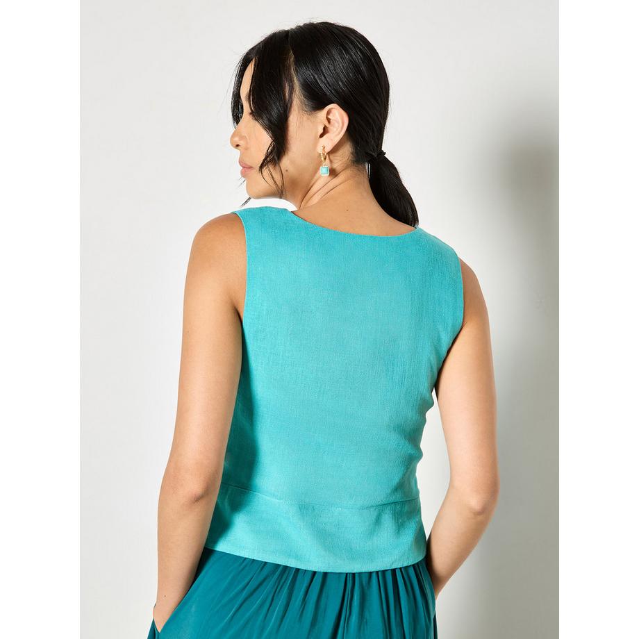 APRICOT Gilet in lino con nodo frontale  