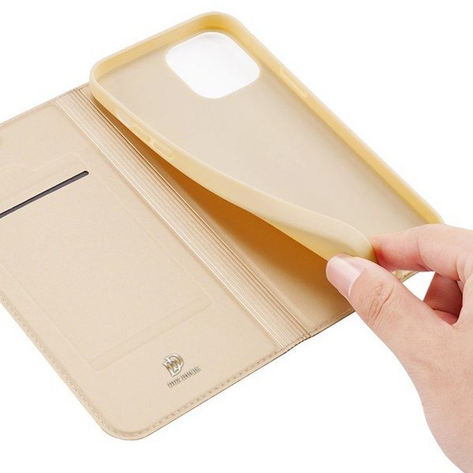 DuxDucis  iPhone 13 Pro Max - Dux Ducis - Etui Flip Folio en cuir gold 