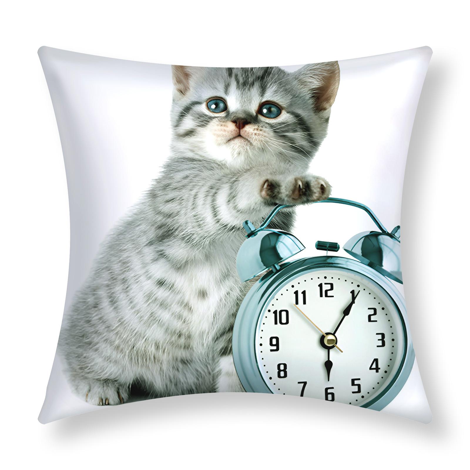 Avizar Set 2 copricuscini Kitten Clock Design  