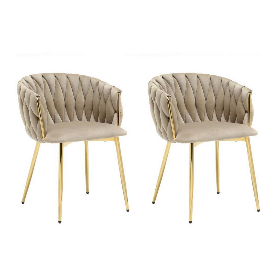 Vente-unique Set mit 2 Stühlen aus Samt & goldenem Metall - Beige - ELEGANO  