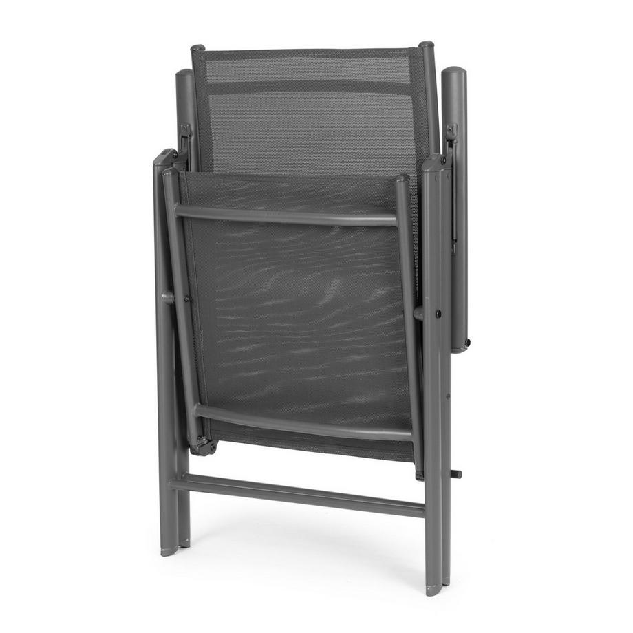 Northix Lot de 4 chaises de jardin pliantes, acier, dossier réglable, gris, MultiGarden  
