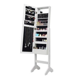 Northio Armoire à bijoux 18 LED, étagère à bijoux réglable en inclinaison, armoire à miroir pour maquillage blanc  