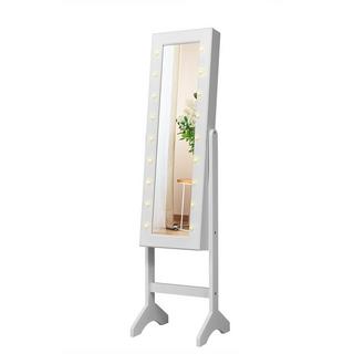 Northio Armoire à bijoux 18 LED, étagère à bijoux réglable en inclinaison, armoire à miroir pour maquillage blanc  