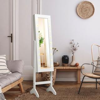 Northio Armoire à bijoux 18 LED, étagère à bijoux réglable en inclinaison, armoire à miroir pour maquillage blanc  