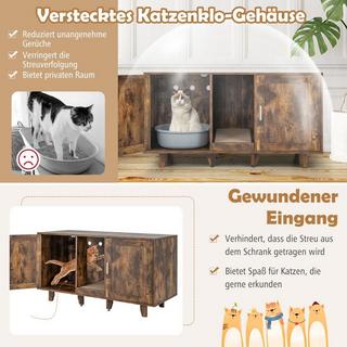 Northio  Armoire à chat pour toilettes pour chat avec 2 portes & griffoir & entrée 120 x 52 x 65 cm vintage 