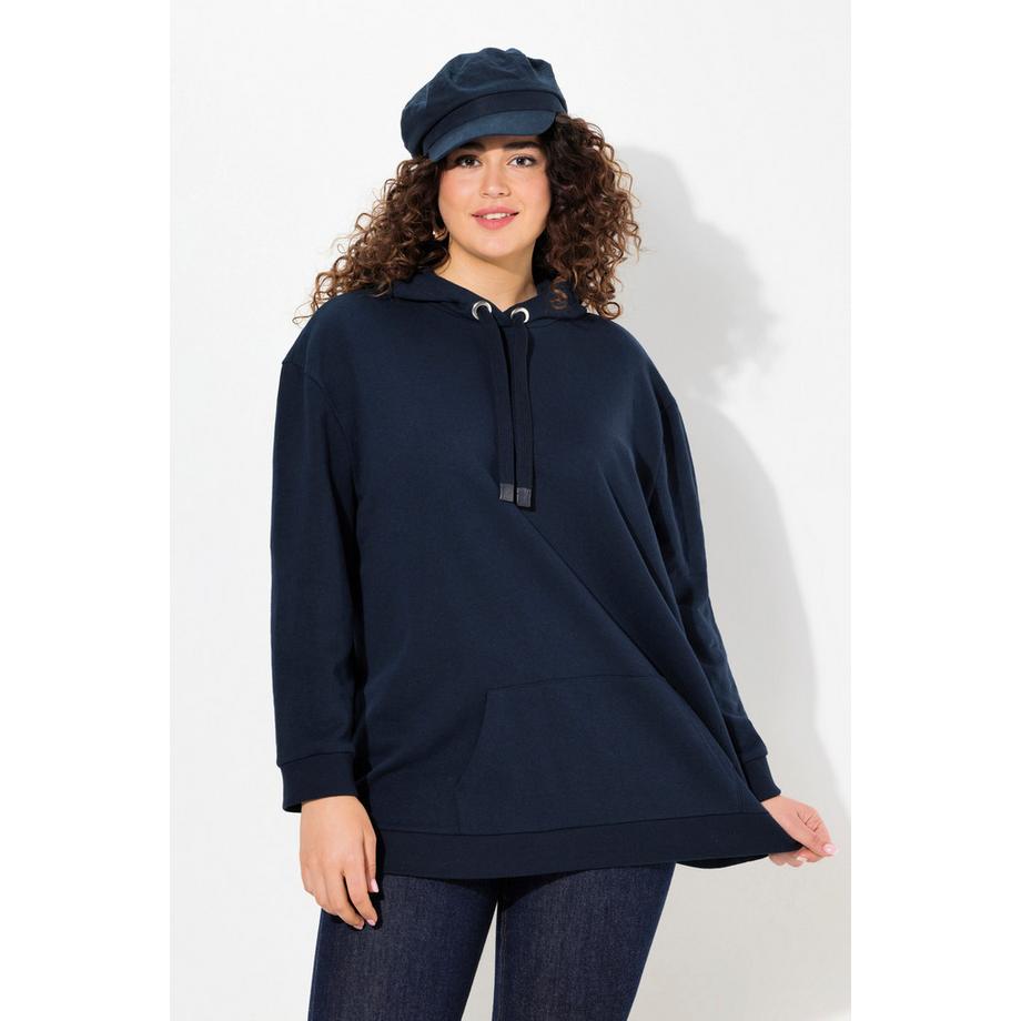 Ulla Popken Maglia oversize maniche lunghe con cappuccio e motivo grafico  