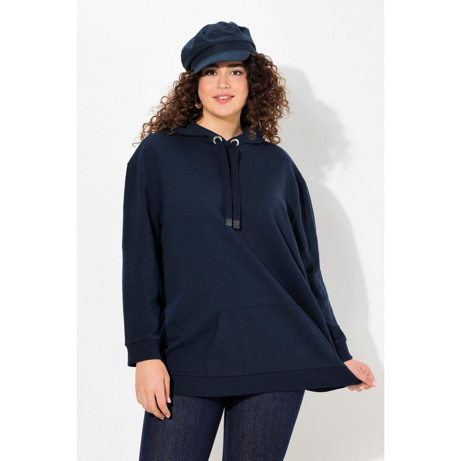 Ulla Popken Maglia oversize maniche lunghe con cappuccio e motivo grafico  